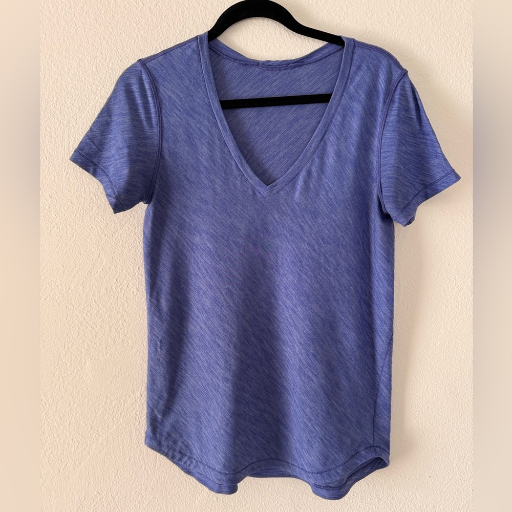 Lululemon Athletica Heathered Iris Purple V-Neck Tee